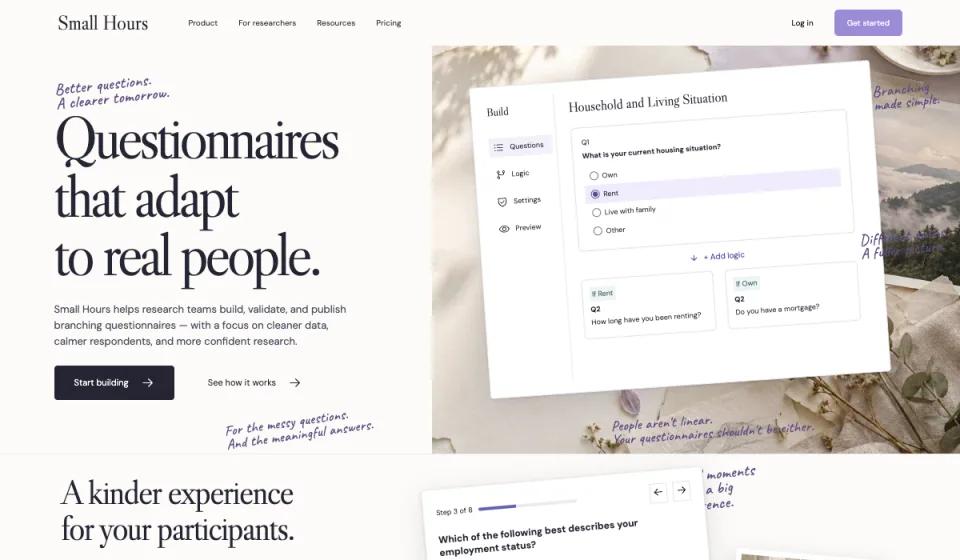 Small Hours — current homepage preview