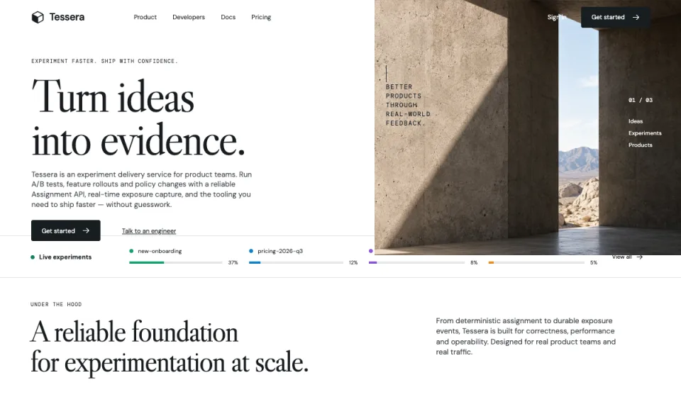 Tessera — current homepage preview